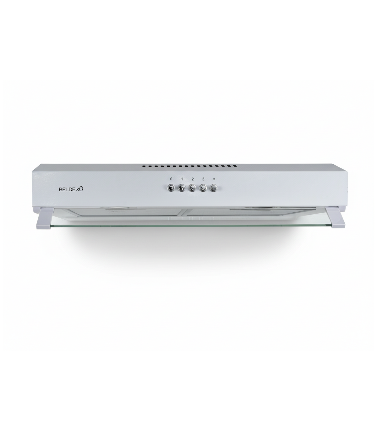 Hotte casquette BELDEKO RIVAGE ECO 60 WH : Visière blanche 60 cm, moteur Brushless classe A+, 201 m³/h et 43 kWh/an
