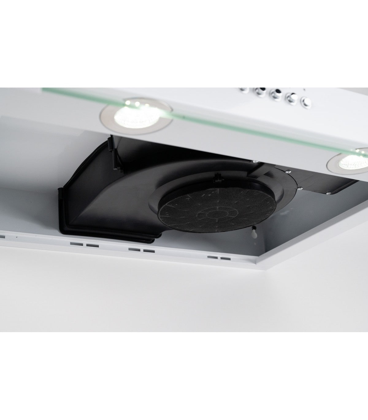 Hotte casquette BELDEKO RIVAGE ECO 60 WH : Visière blanche 60 cm, moteur Brushless classe A+, 201 m³/h et 43 kWh/an