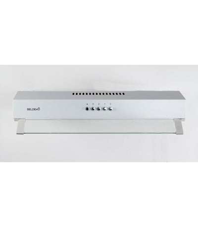Hotte casquette BELDEKO RIVAGE 60 WH : Visière blanche 60 cm extra-plate 93 mm, 210 m³/h, 3 vitesses et éclairage LED