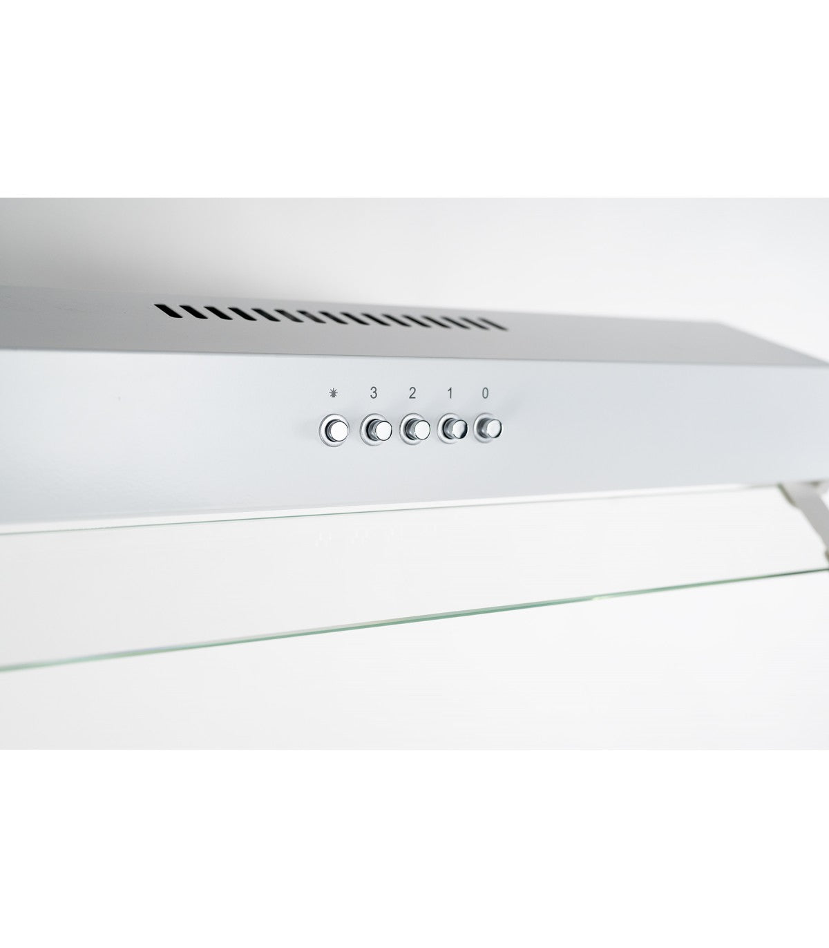 Hotte casquette BELDEKO RIVAGE 60 WH : Visière blanche 60 cm extra-plate 93 mm, 210 m³/h, 3 vitesses et éclairage LED