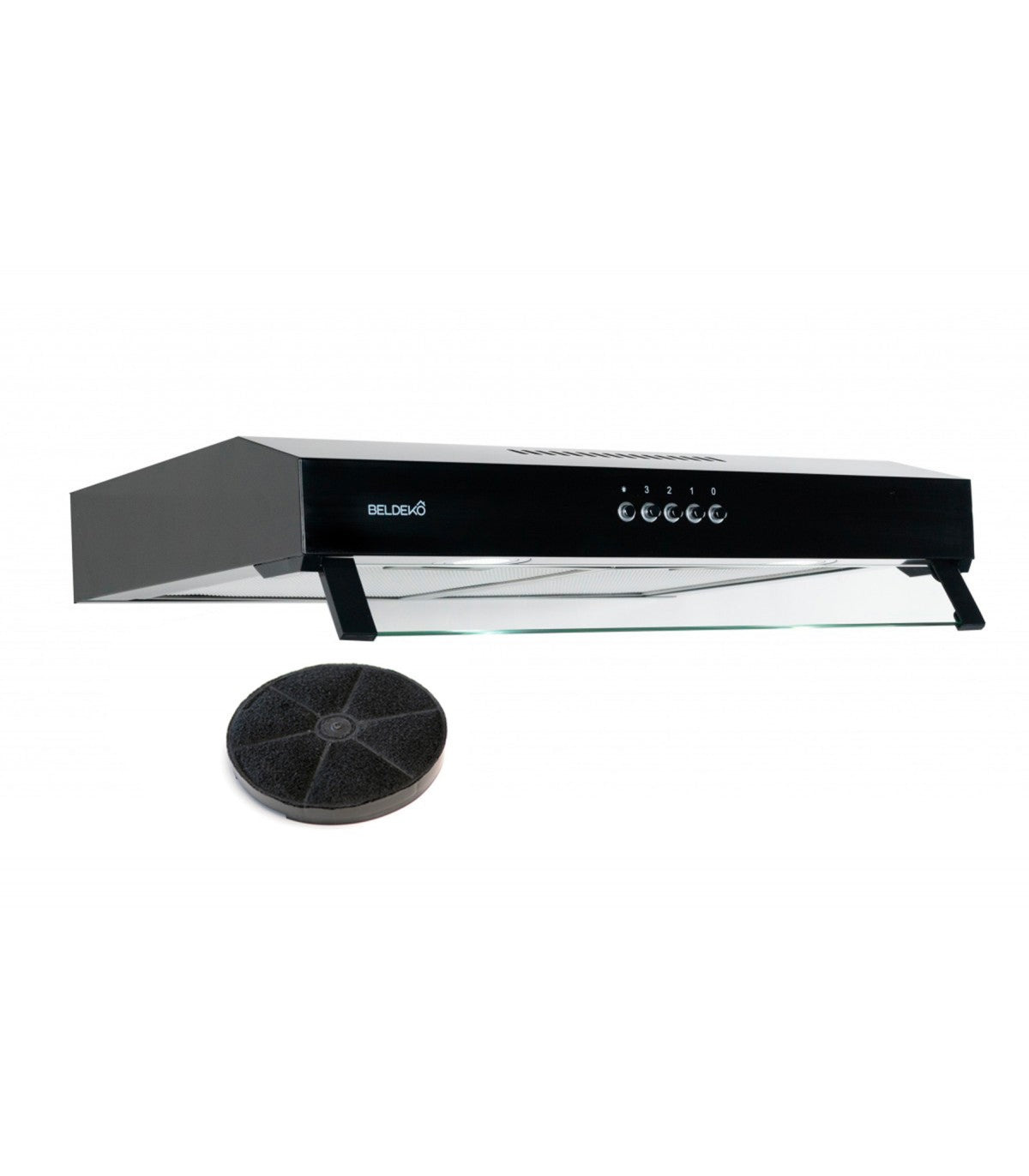 Hotte casquette noire extra-plate 60cm Beldeko Rivage, visière design pour cuisine contemporaine