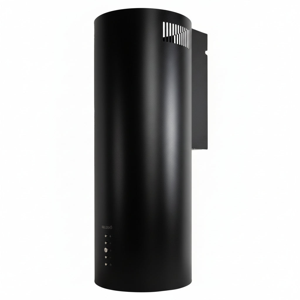 Hotte murale cylindrique noire 60cm BELDEKO SPIRO, débit 581m³/h, cuisine contemporaine