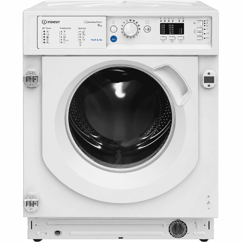 Lave-linge encastrable INDESIT : 9 kg, Classe A, 1 400 tr/min, Moteur Induction et Push&Go