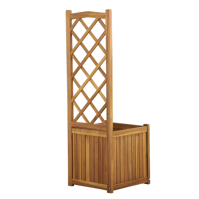 Jardinière avec treillis MIRI en bois d'acacia