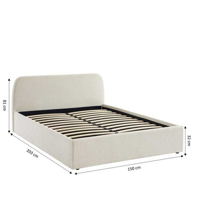 Lit coffre GELA 140x190 tissu chenille écru sommier inclus