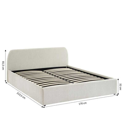 Lit coffre GELA 160x200 tissu chenille écru sommier inclus