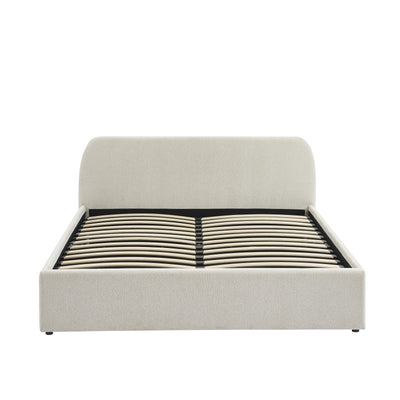 Lit coffre GELA 160x200 tissu chenille écru sommier inclus