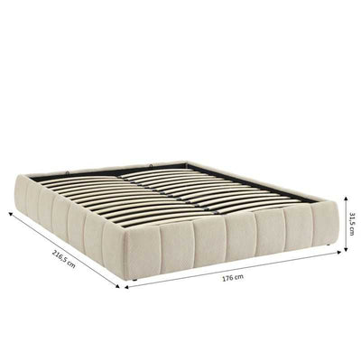 Lit coffre LAVINIA tissu chenille beige 160x200 sommier inclus