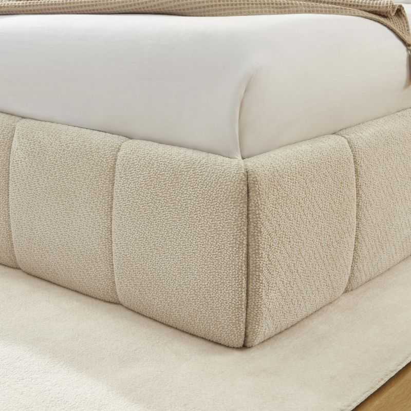 Lit coffre LAVINIA tissu chenille beige 180x200 sommier inclus