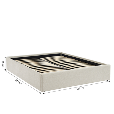 Lit coffre MARCY 160x200 tissu chenille beige sommier inclus