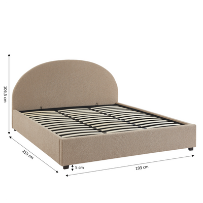 Lit coffre OLAF tissu bouclette beige 180x200 sommier inclus