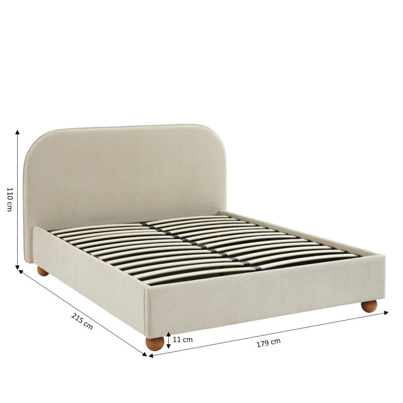 Lit coffre PILKA 160x200 tissu chenille beige sommier inclus