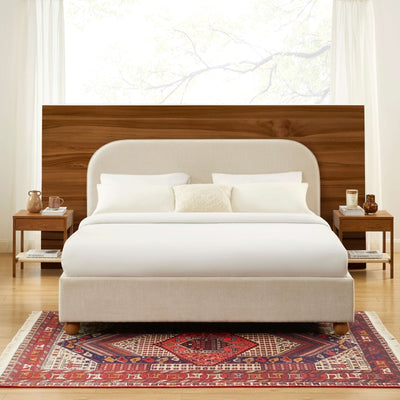 Lit coffre PILKA 180x200 tissu chenille beige sommier inclus