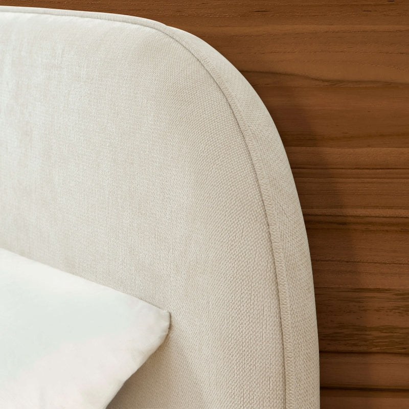 Lit coffre PILKA 180x200 tissu chenille beige sommier inclus