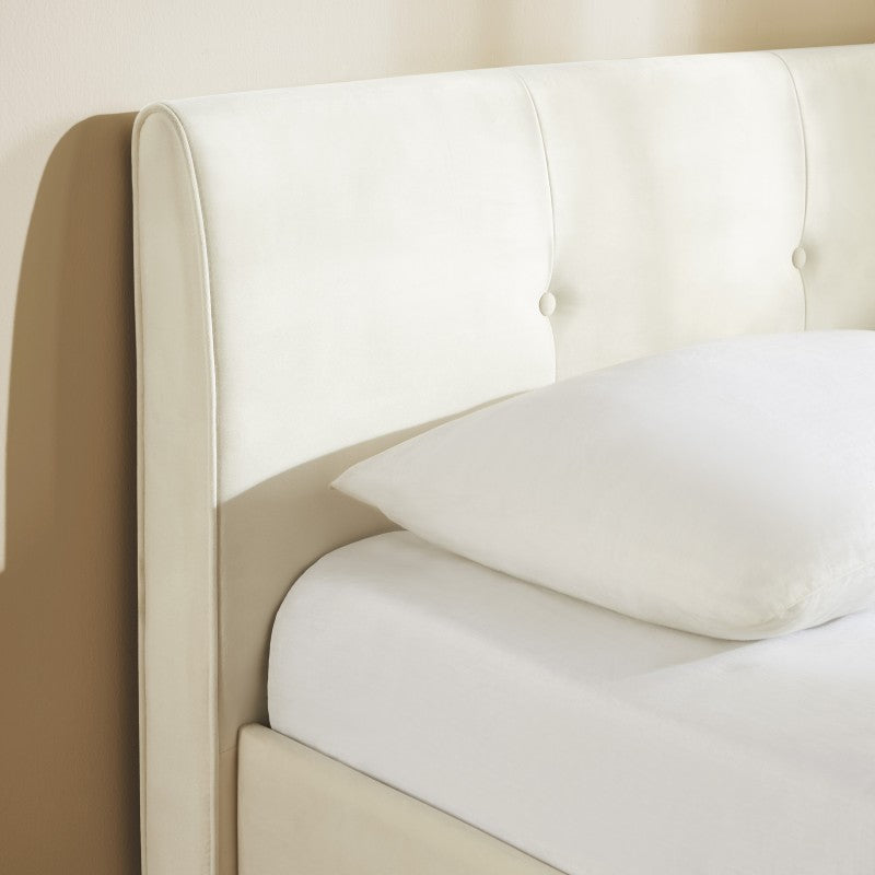 Lit coffre SEGURO 160x200 velours beige sommier inclus