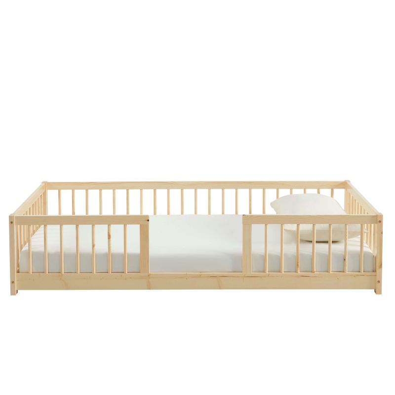 Lit enfant EDEN en pin massif 90x190 avec barrières de sécurité intégrées, sommier inclus