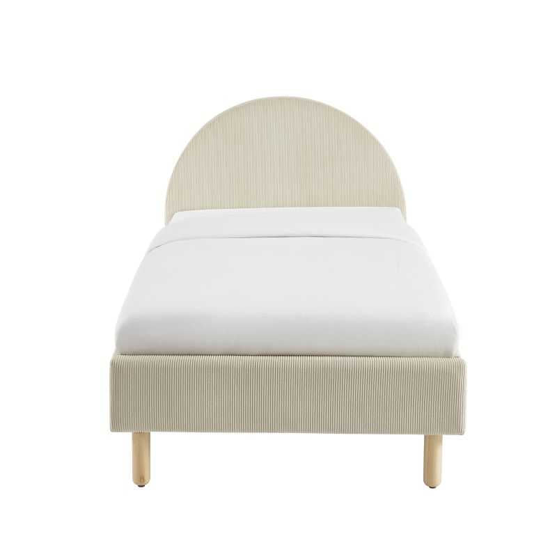 Lit enfant MAGNUS 90x190 en velours côtelé beige avec sommier inclus