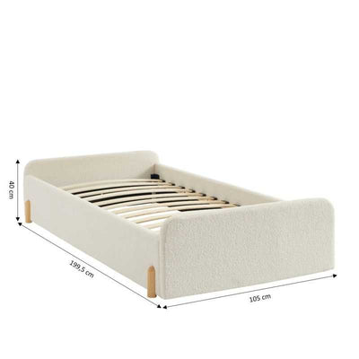 Lit enfant NUI tissu bouclette beige 90x190 sommier inclus