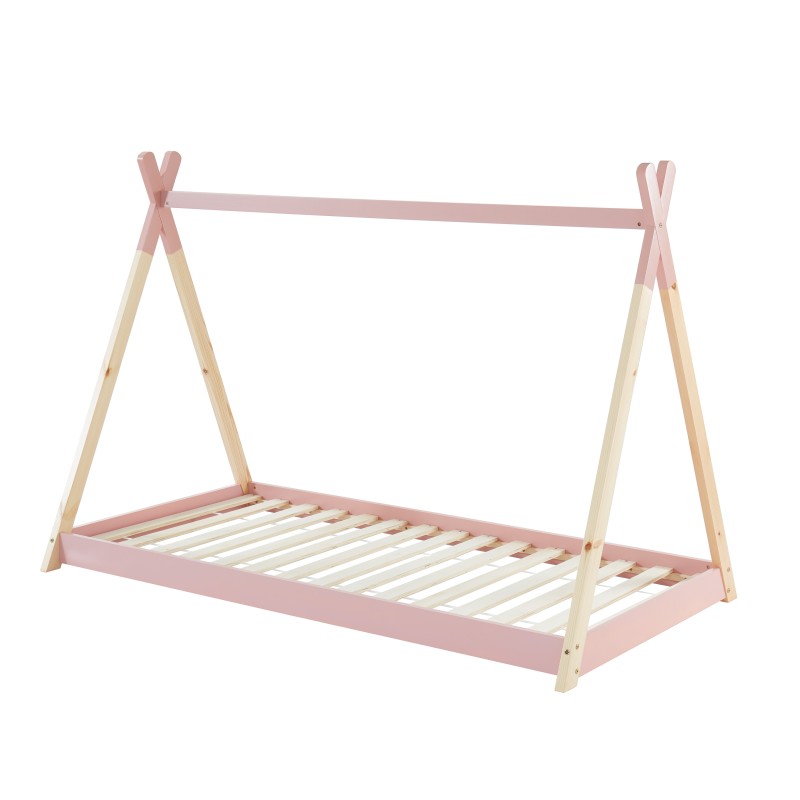 Lit tipi TINY 90x190 pin rose sommier inclus