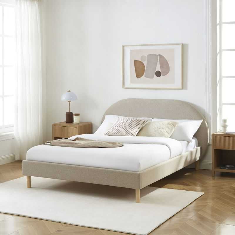Lit NEBULA tissu grège 140x190 sommier inclus