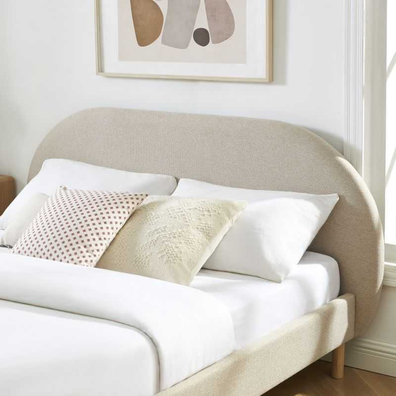 Lit NEBULA tissu grège 160x200 sommier inclus
