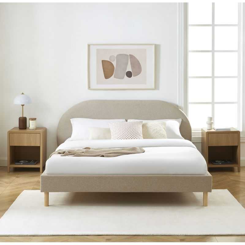 Lit NEBULA tissu grège 160x200 sommier inclus