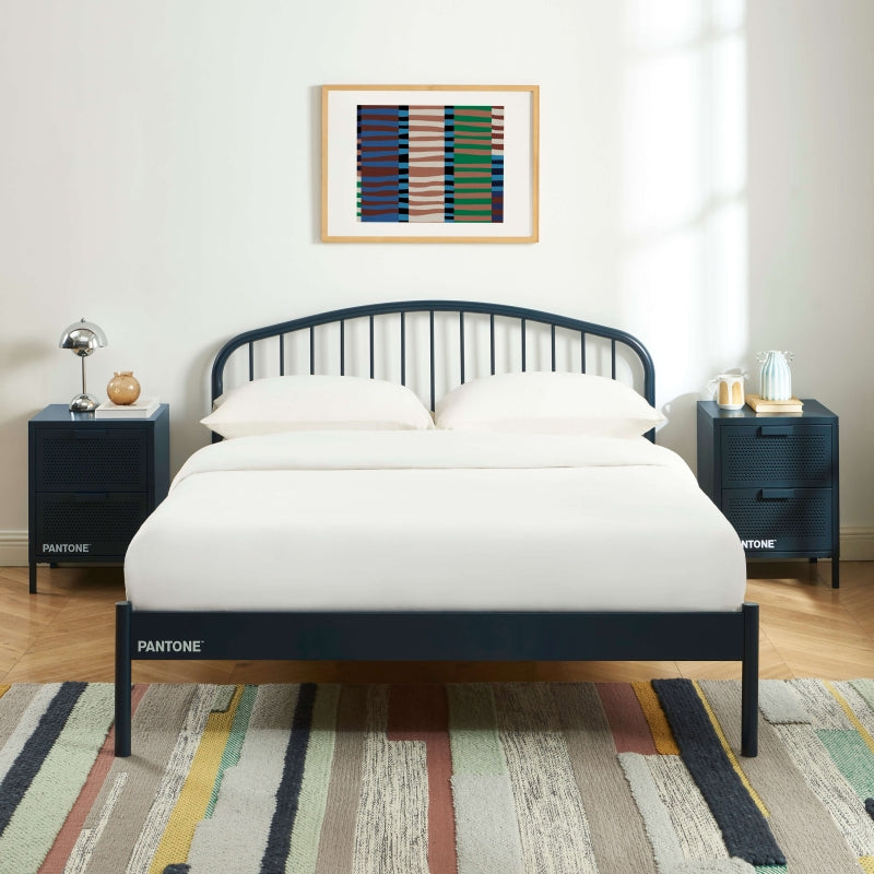 Lit PANTONE 140x190 métal bleu nuit sommier inclus