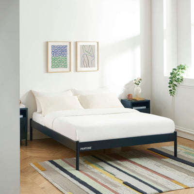 Lit PANTONE 140x190 métal bleu nuit sommier inclus