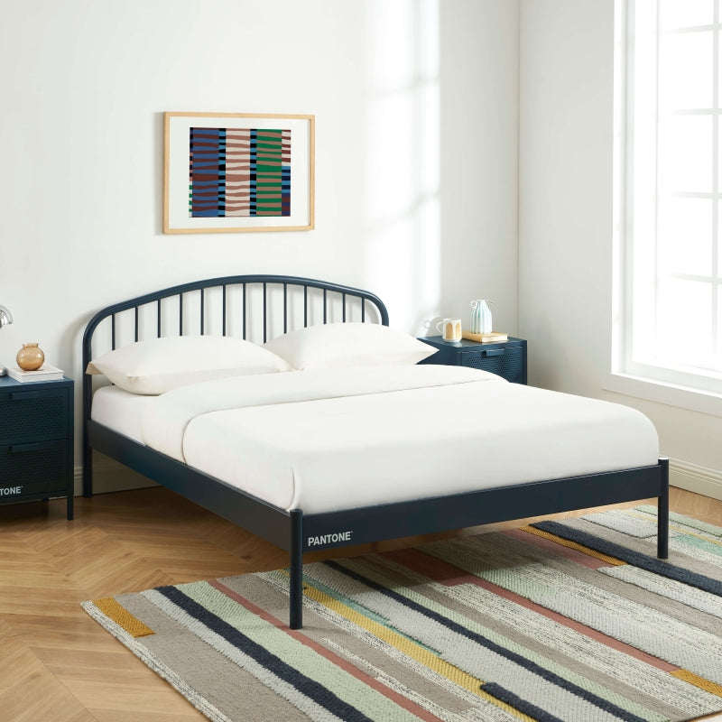 Lit PANTONE 140x190 métal bleu nuit sommier inclus