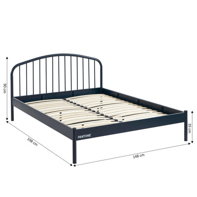 Lit PANTONE 140x190 métal bleu nuit sommier inclus