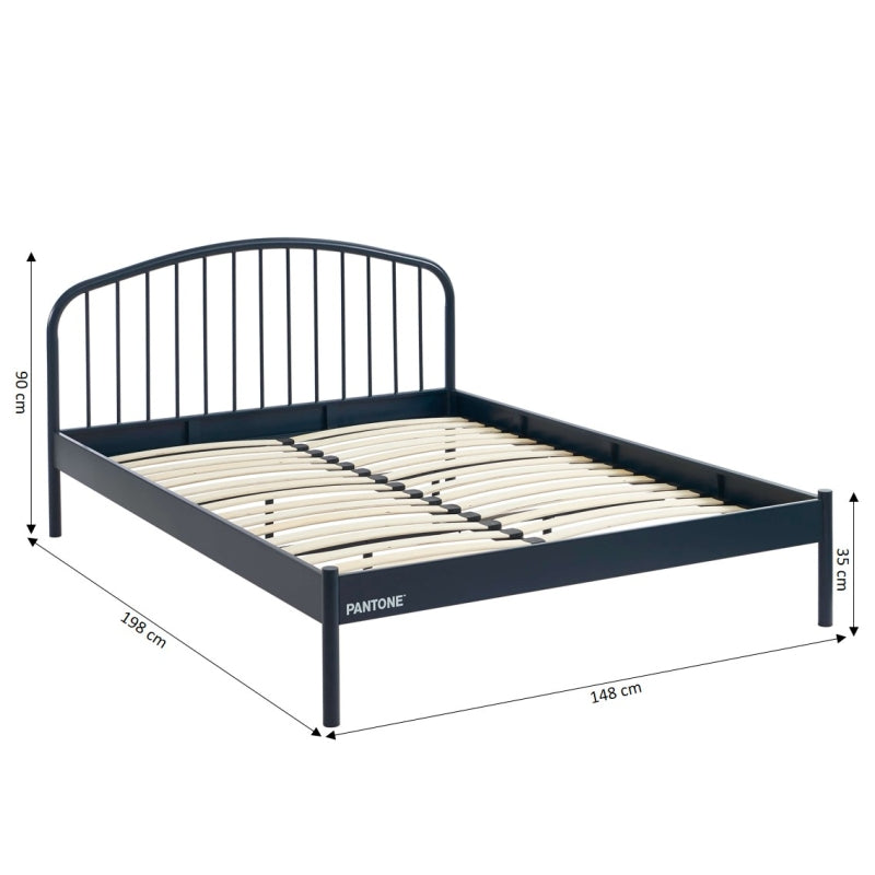 Lit PANTONE 140x190 métal bleu nuit sommier inclus