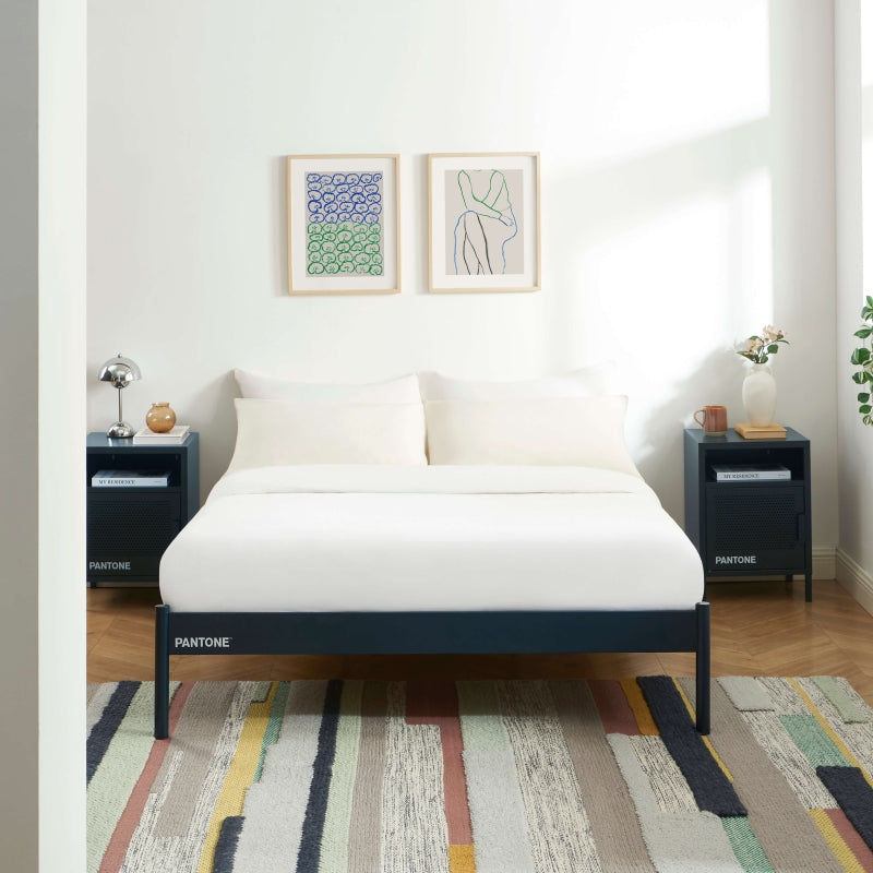 Lit PANTONE 140x190 métal bleu nuit sommier inclus
