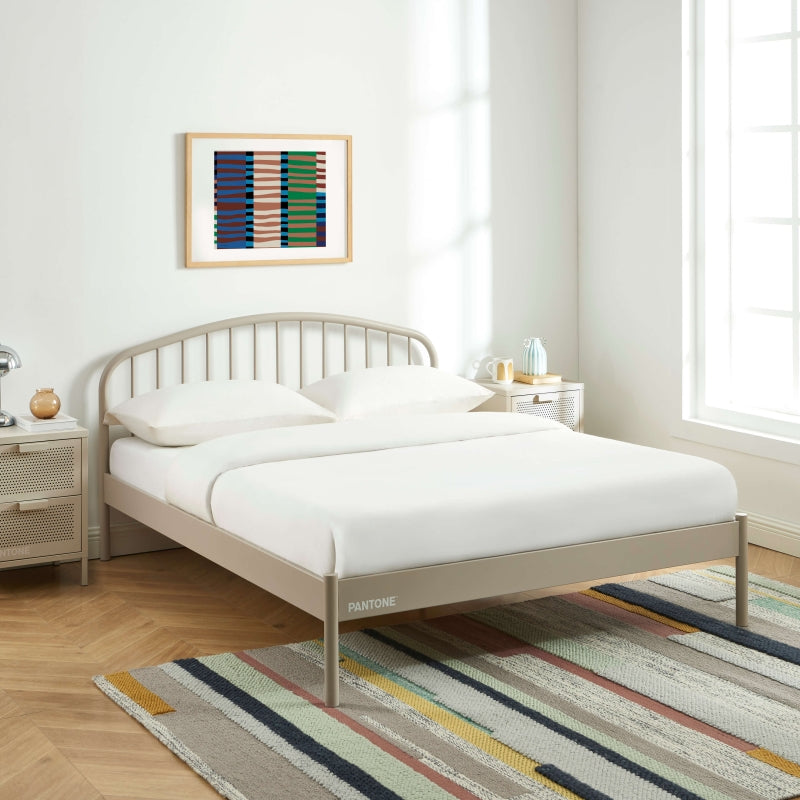 Lit PANTONE 140x190 métal taupe sommier inclus