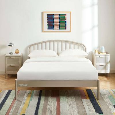 Lit PANTONE 140x190 métal taupe sommier inclus