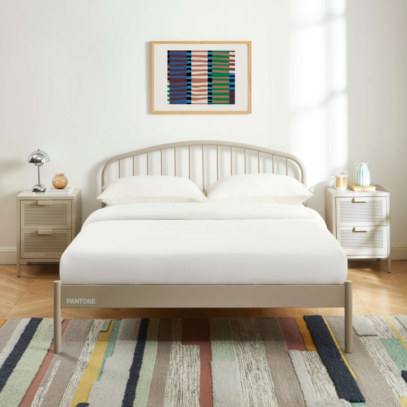 Lit PANTONE 140x190 métal taupe sommier inclus
