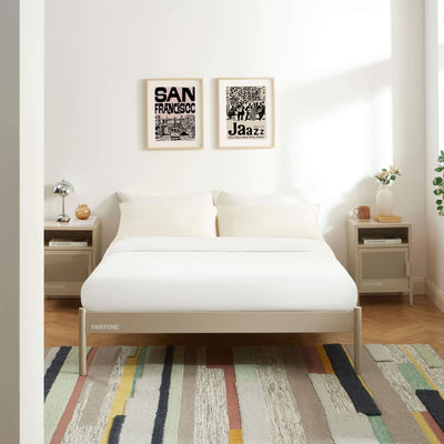 Lit PANTONE 140x190 métal taupe sommier inclus