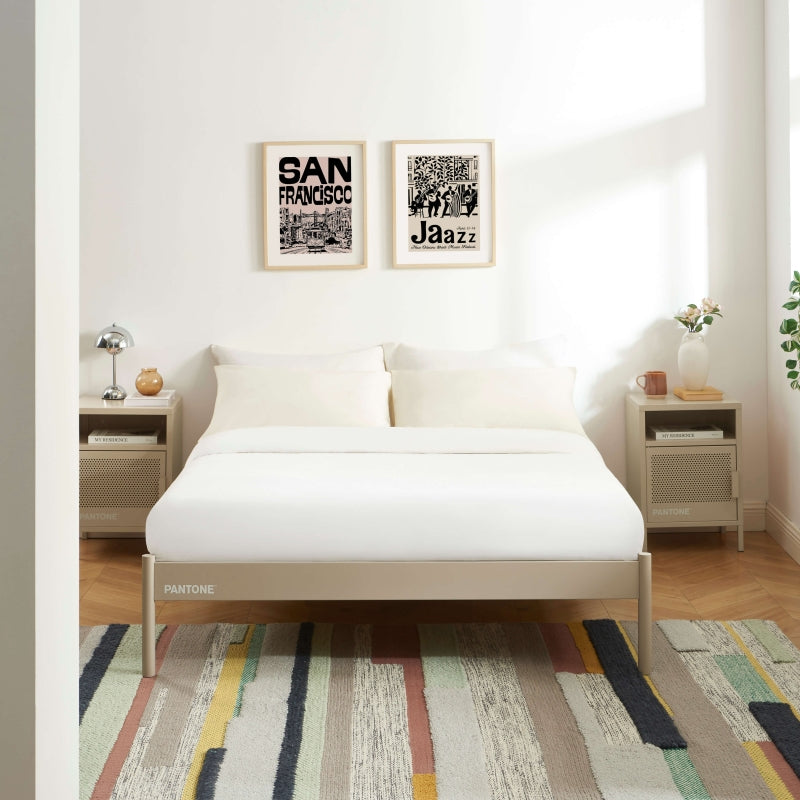 Lit PANTONE 140x190 métal taupe sommier inclus