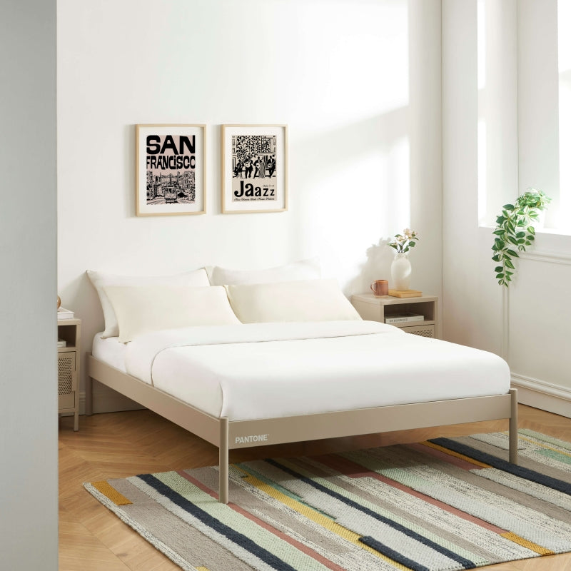 Lit PANTONE 140x190 métal taupe sommier inclus