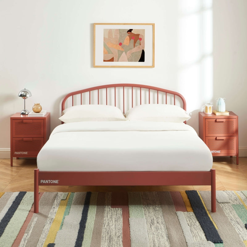 Lit PANTONE 140x190 métal terracotta sommier inclus