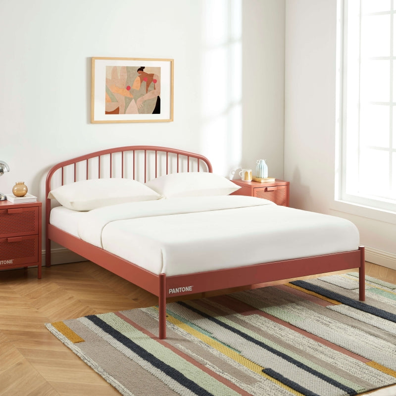 Lit PANTONE 140x190 métal terracotta sommier inclus