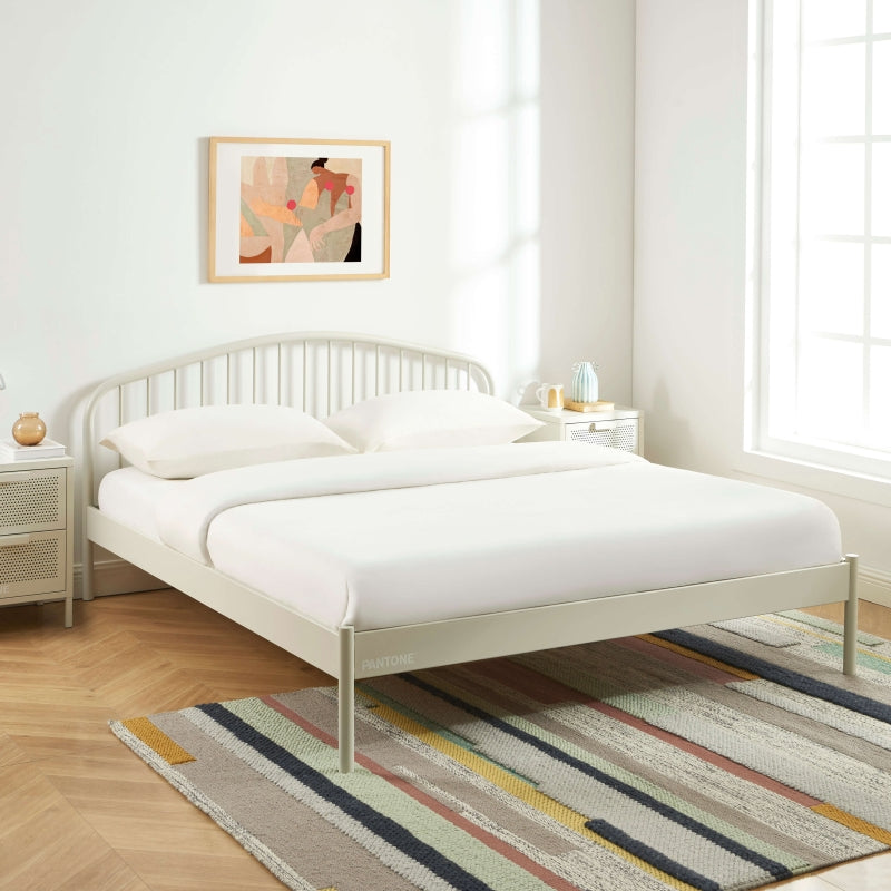 Lit PANTONE 160x200 métal beige sable sommier inclus