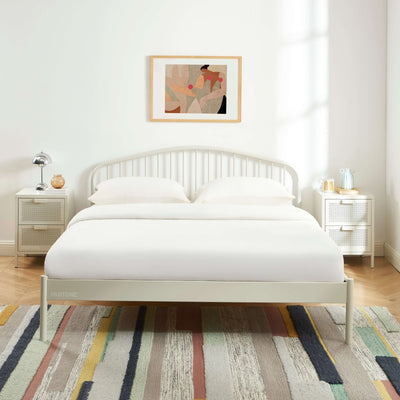 Lit PANTONE 160x200 métal beige sable sommier inclus