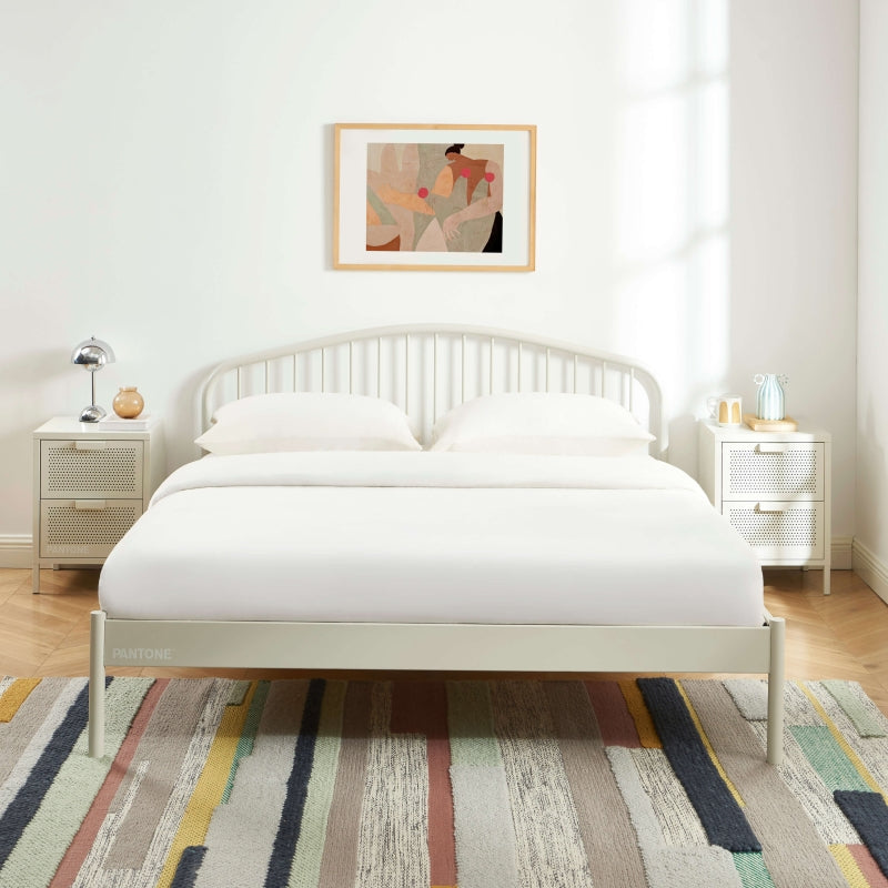 Lit PANTONE 160x200 métal beige sable sommier inclus
