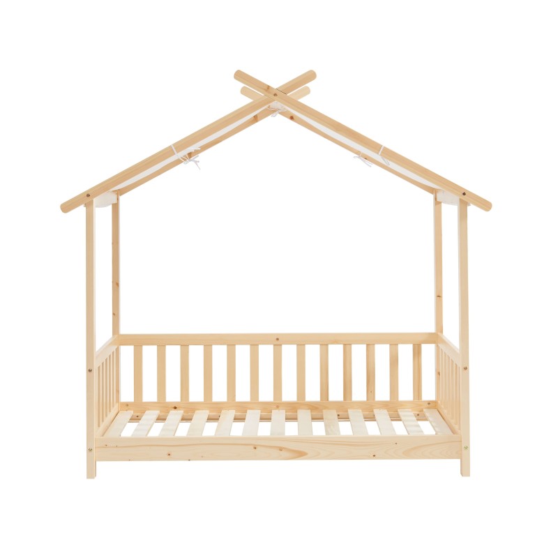 Lit tente avec barrières TINY 70x140 pin massif sommier inclus