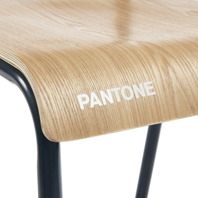 Lot de 2 chaises de bar PANTONE bleu nuit et placage frêne pieds métal