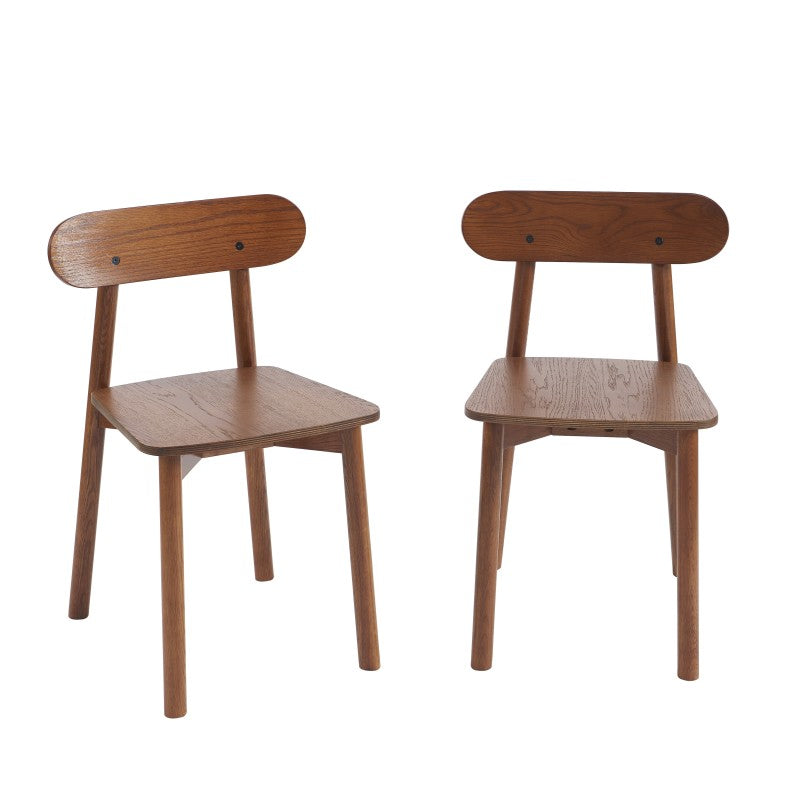 Lot de 2 chaises en chêne massif couleur noyer, design intemporel pour salle à manger