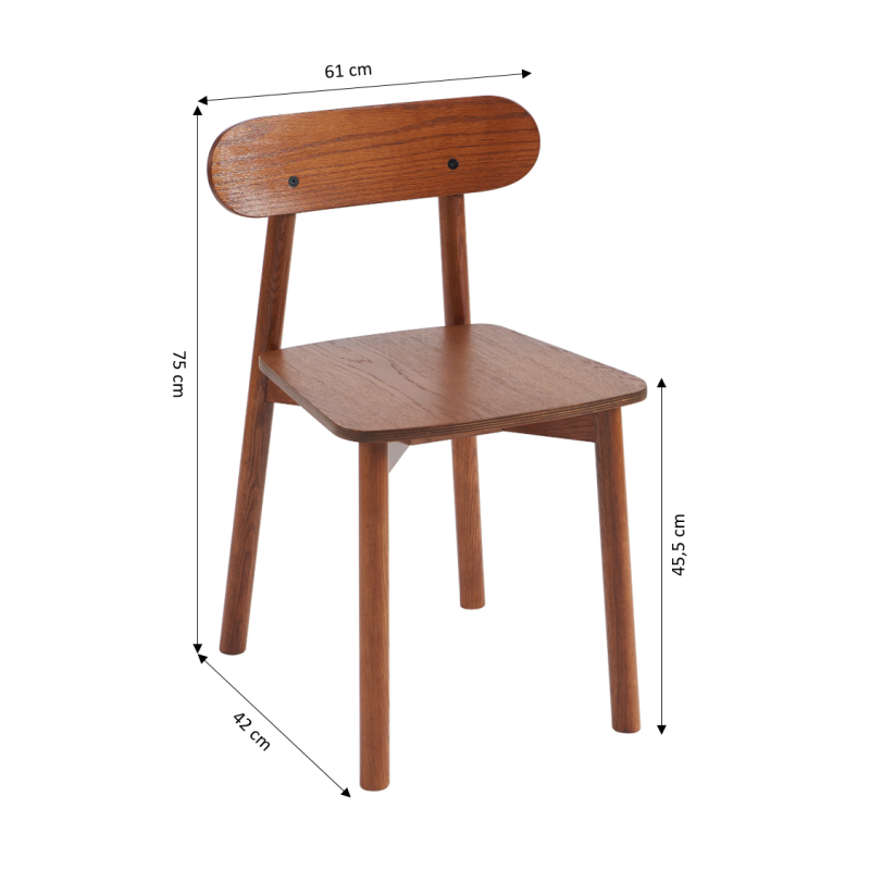 Lot de 2 chaises CELESTE chêne massif couleur noyer