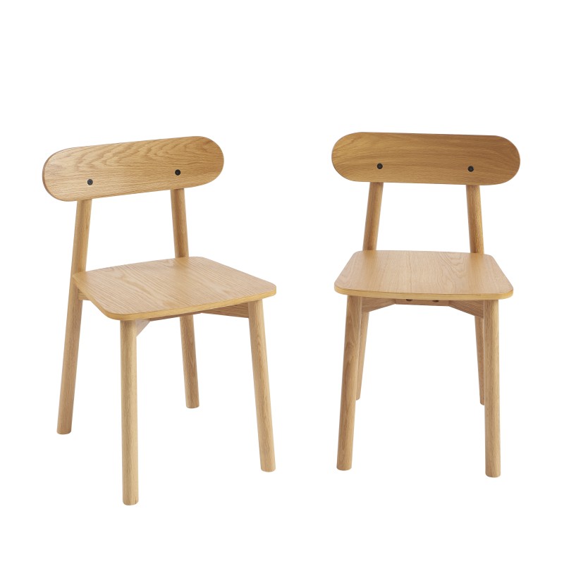 Lot de 2 chaises en chêne massif CELESTE, élégance intemporelle pour salle à manger