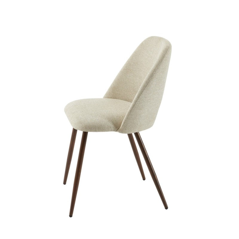 Lot de 2 chaises ELISABETH tissu beige pieds effet noyer