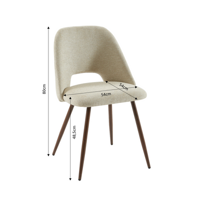 Lot de 2 chaises ELISABETH tissu beige pieds effet noyer